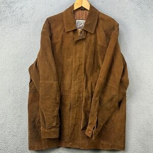 Vintage New Zealand Outback Mens XL Jacket Chore Coat Brown Leather Suade EUC